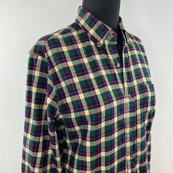 J. Crew AT948 Blue Green Yellow Plaid Brushed Twill Slim Fit Cotton Shirt Size S - Picture 5 of 9